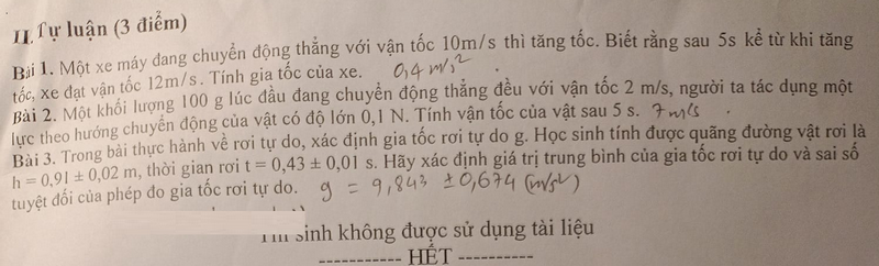 De thi cuoi ki 1 mon Li lop 10 - THCS&THPT Nghi Son 2023