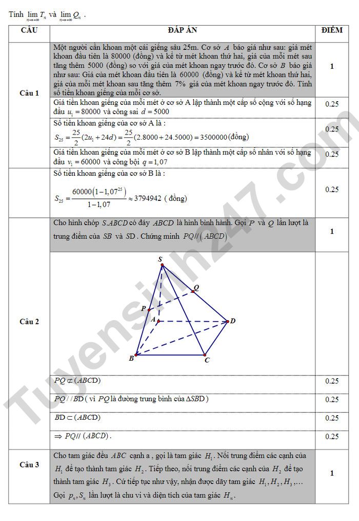 De thi hoc ki 1 lop 11 mon Toan 2023 - THPT Tran Hung Dao (Co dap an)