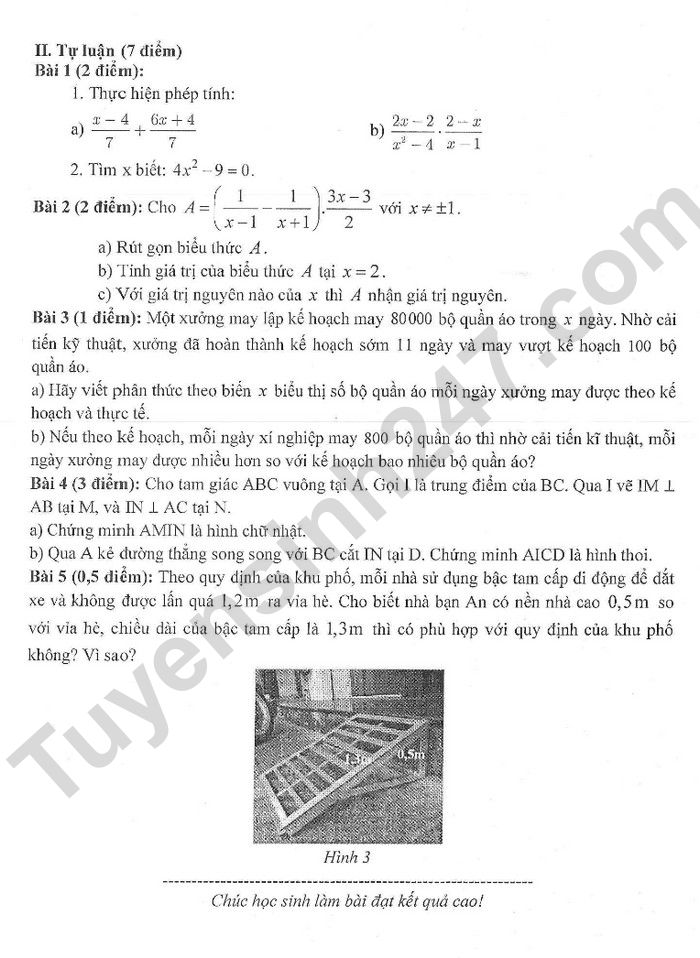 De thi hoc ki 1 lop 8 mon Toan 2023 - THCS Phuc Dong (Co dap an)