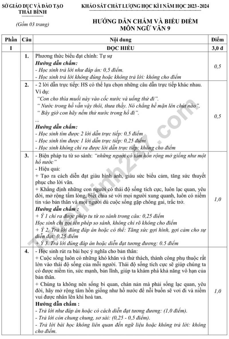 De thi ki 1 lop 9 mon Van - So GD Thai Binh 2023 (Co dap an)