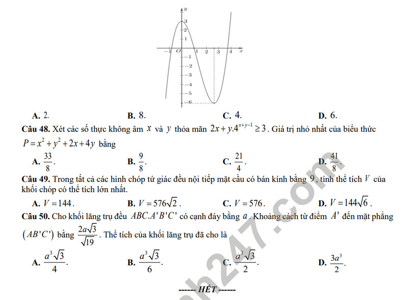 De thi cuoi ki 1 mon Toan lop 12 - TH&THCS&THPT Dinh Tien Hoang 2023 (Co dap an)