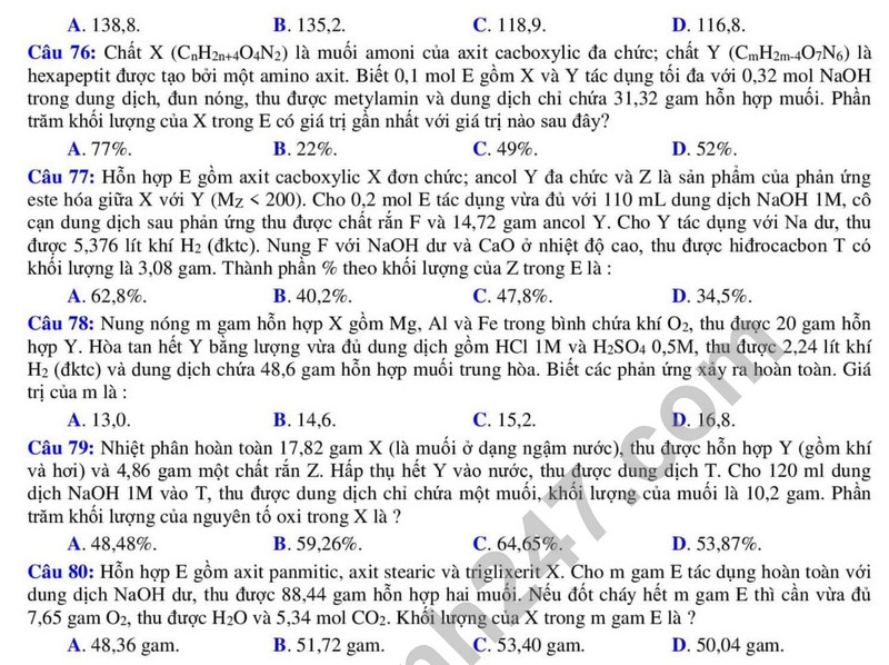 De thi thu tot nghiep THPT 2024 mon Hoa lan 1 - THPT chuyen KHTN Ha Noi