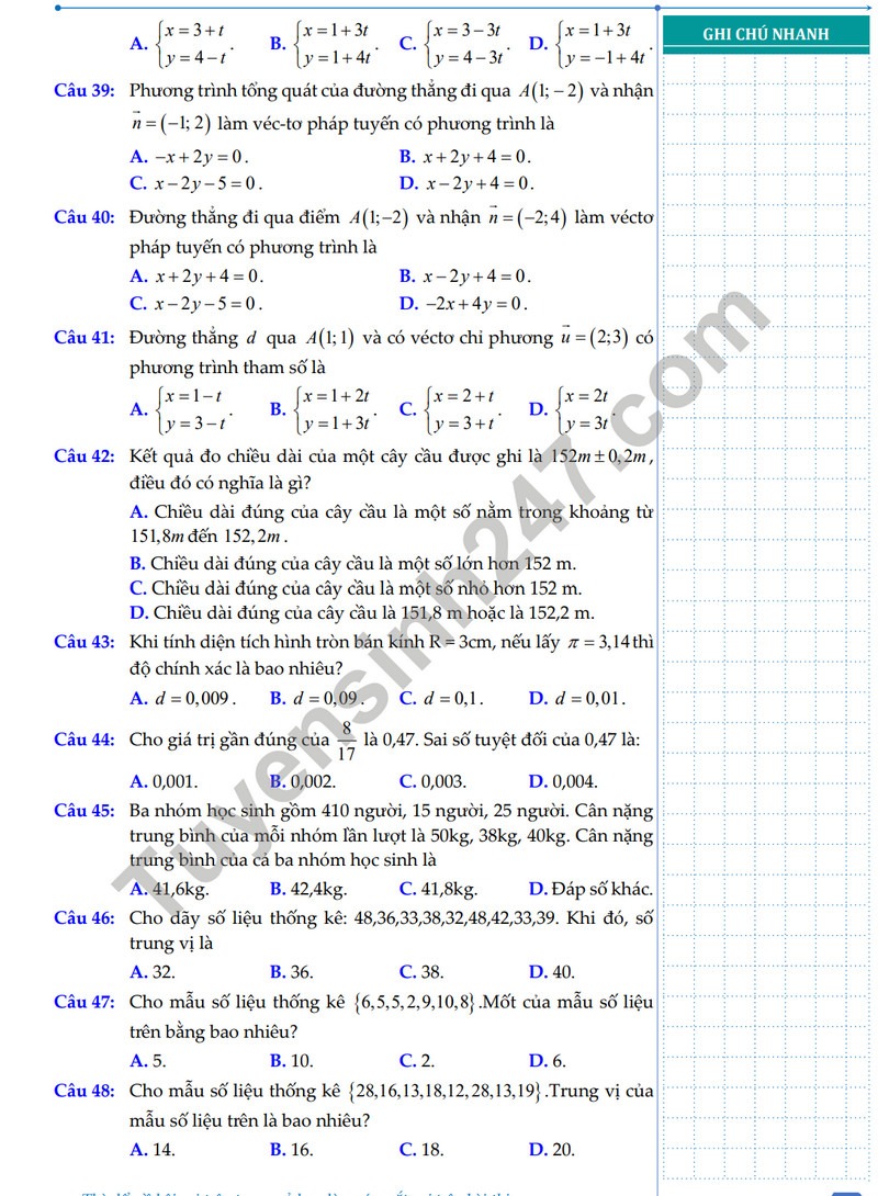 De cuong on tap giua ki 2 mon Toan lop 10 nam 2024 - THPT Chau Van Liem