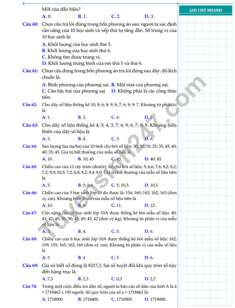 De cuong on tap giua ki 2 mon Toan lop 10 nam 2024 - THPT Chau Van Liem