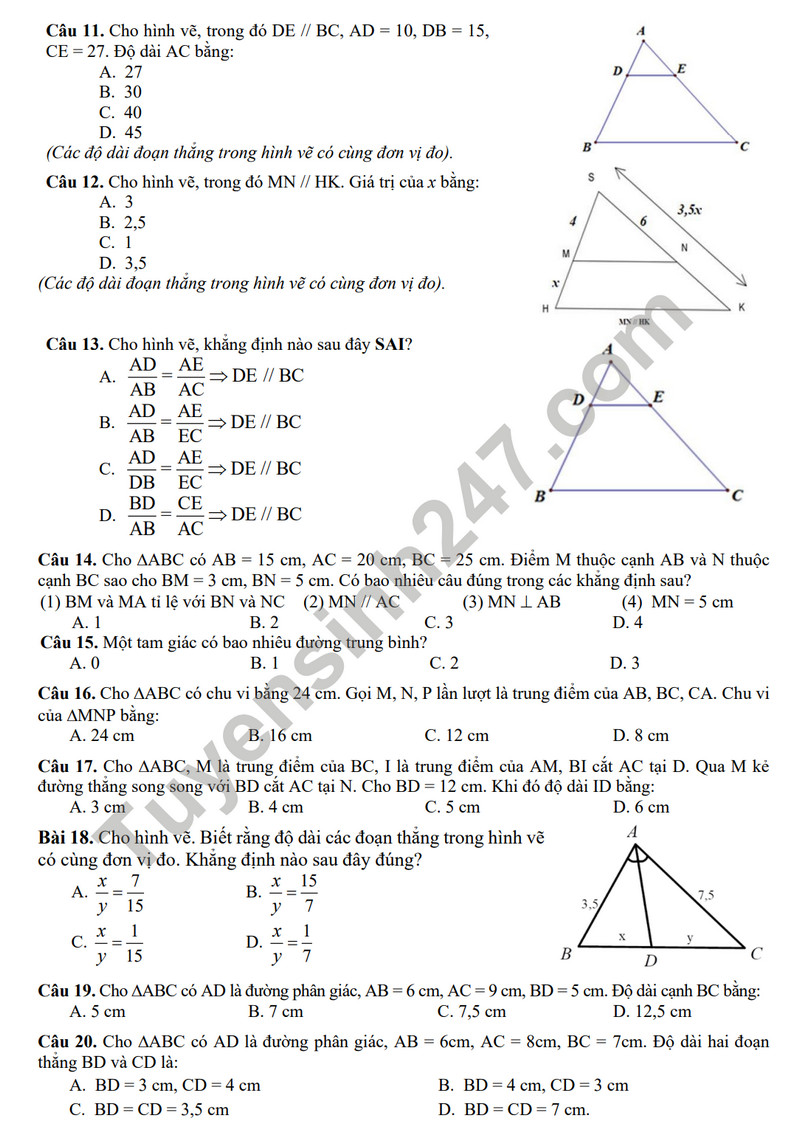 De cuong on tap giua ki 2 mon Toan lop 8 nam 2024 - THCS Chu Van An