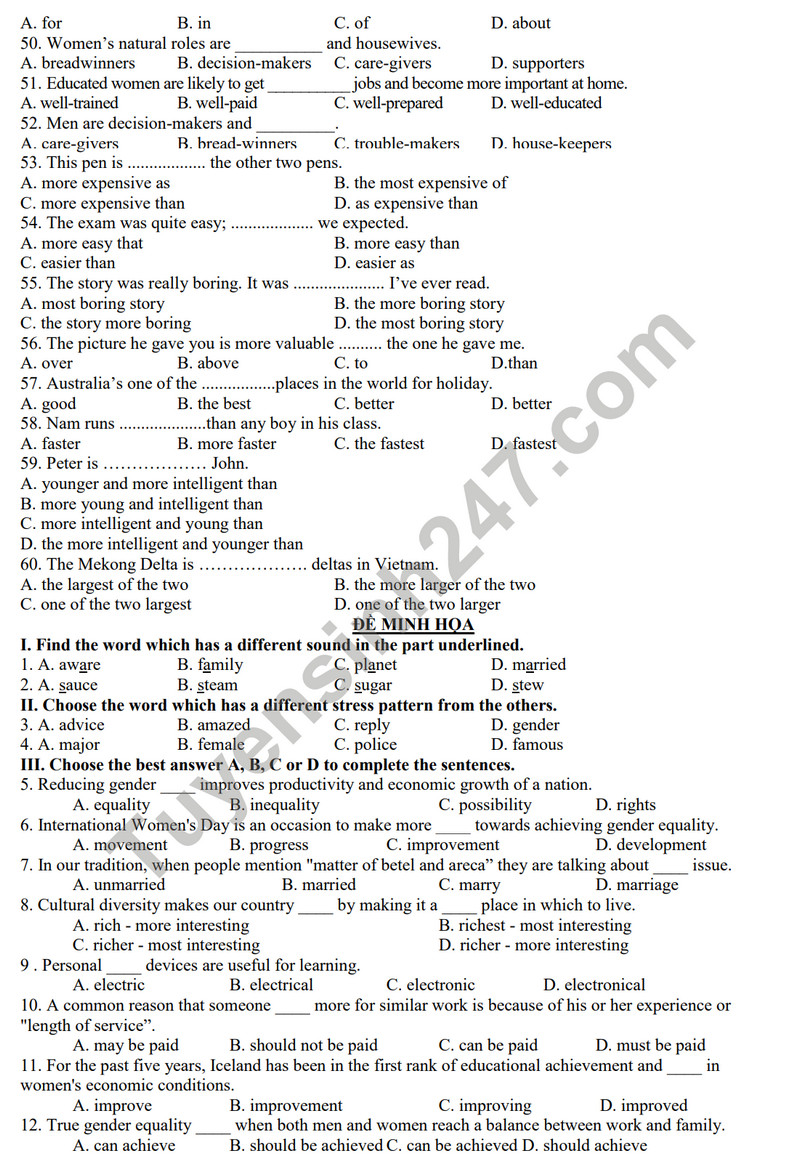 De cuong on tap giua ki 2 mon Anh lop 10 - THPT Hoang Van Thu 2024