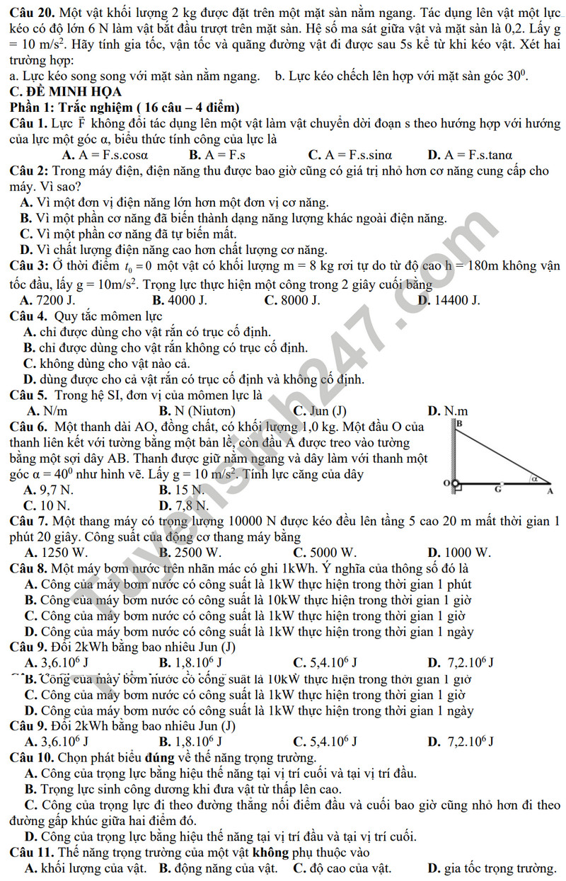 De cuong on tap giua ki 2 nam 2024 mon Li lop 10 - THPT Hoang Van Thu