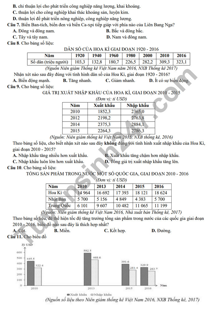 De cuong on tap giua ki 2 nam 2024 mon Dia lop 11 - THPT Hoang Van Thu