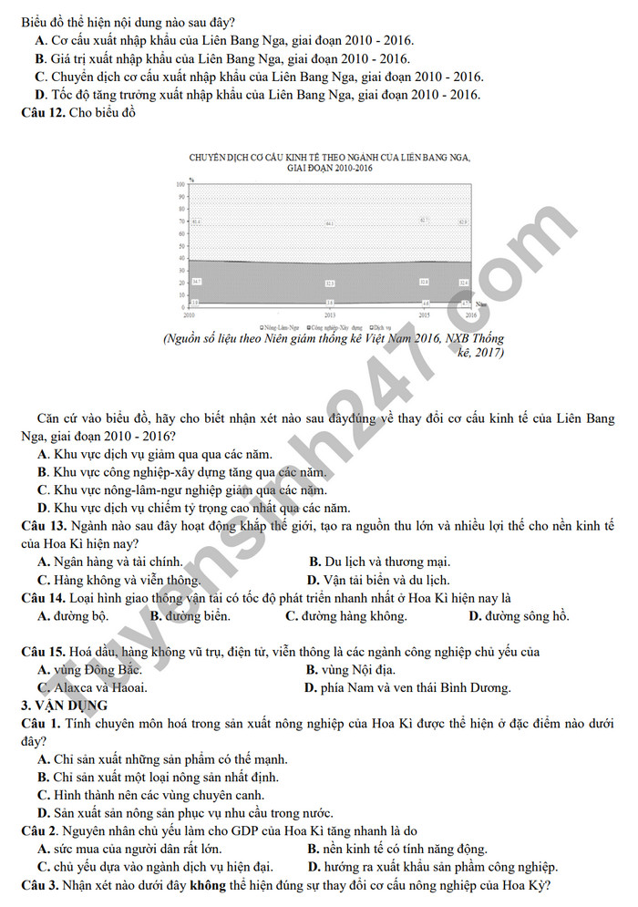 De cuong on tap giua ki 2 nam 2024 mon Dia lop 11 - THPT Hoang Van Thu