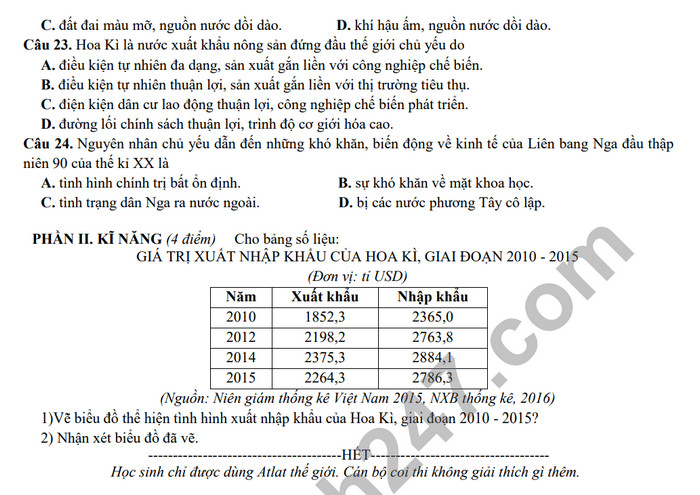 De cuong on tap giua ki 2 nam 2024 mon Dia lop 11 - THPT Hoang Van Thu