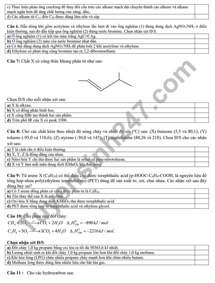 De cuong on tap giua ki 2 nam 2024 mon Hoa lop 11 - THPT Hoang Van Thu