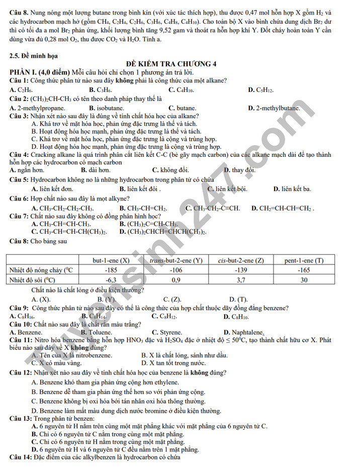 De cuong on tap giua ki 2 nam 2024 mon Hoa lop 11 - THPT Hoang Van Thu
