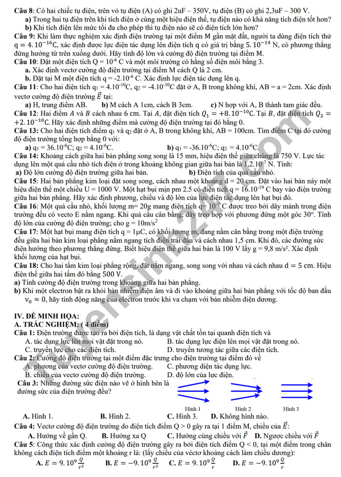 De cuong on tap giua ki 2 nam 2024 mon Li lop 11 - THPT Hoang Van Thu