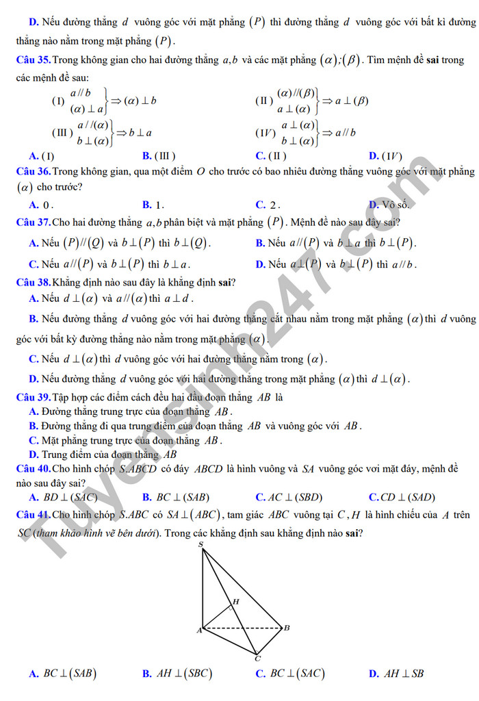 De cuong on tap ki 2 mon Toan lop 11 - THPT Hoang Van Thu 2024