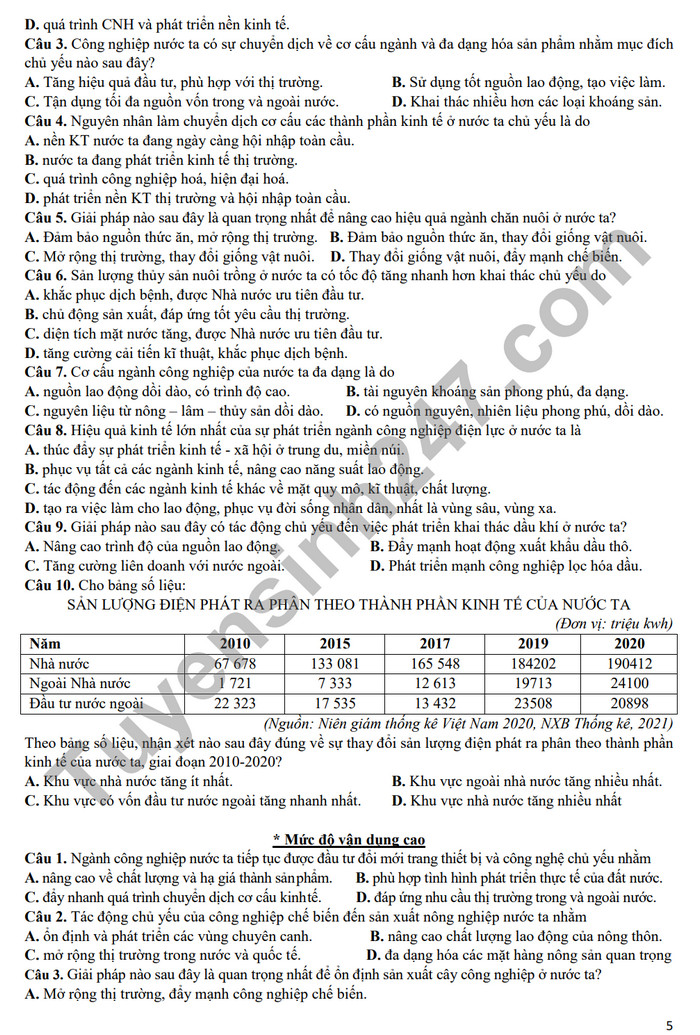 De cuong on tap giua ki 2 nam 2024 mon Dia lop 12 - THPT Hoang Van Thu