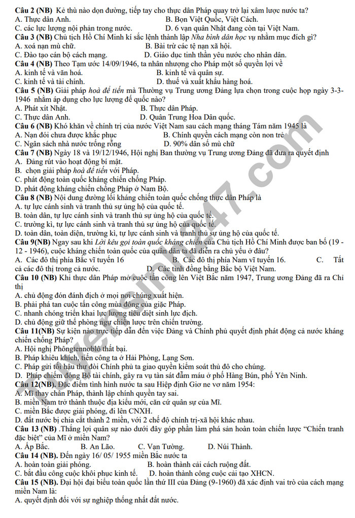 De cuong on tap giua ki 2 mon Su lop 12 nam 2024 - THPT Hoang Van Thu