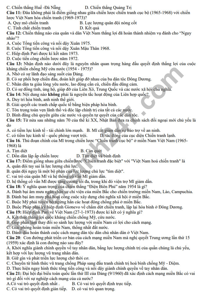 De cuong on tap giua ki 2 mon Su lop 12 nam 2024 - THPT Hoang Van Thu