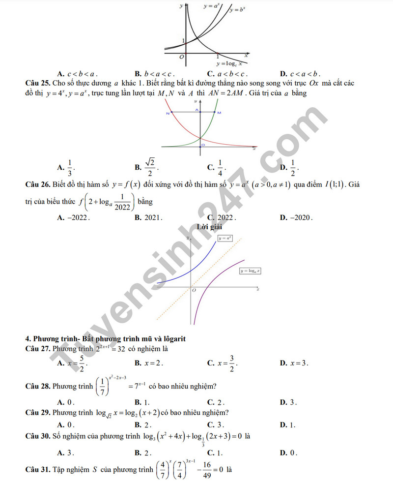 De cuong on tap giua ki 2 mon Toan lop 11 nam 2024 - THPT Xuan Dinh