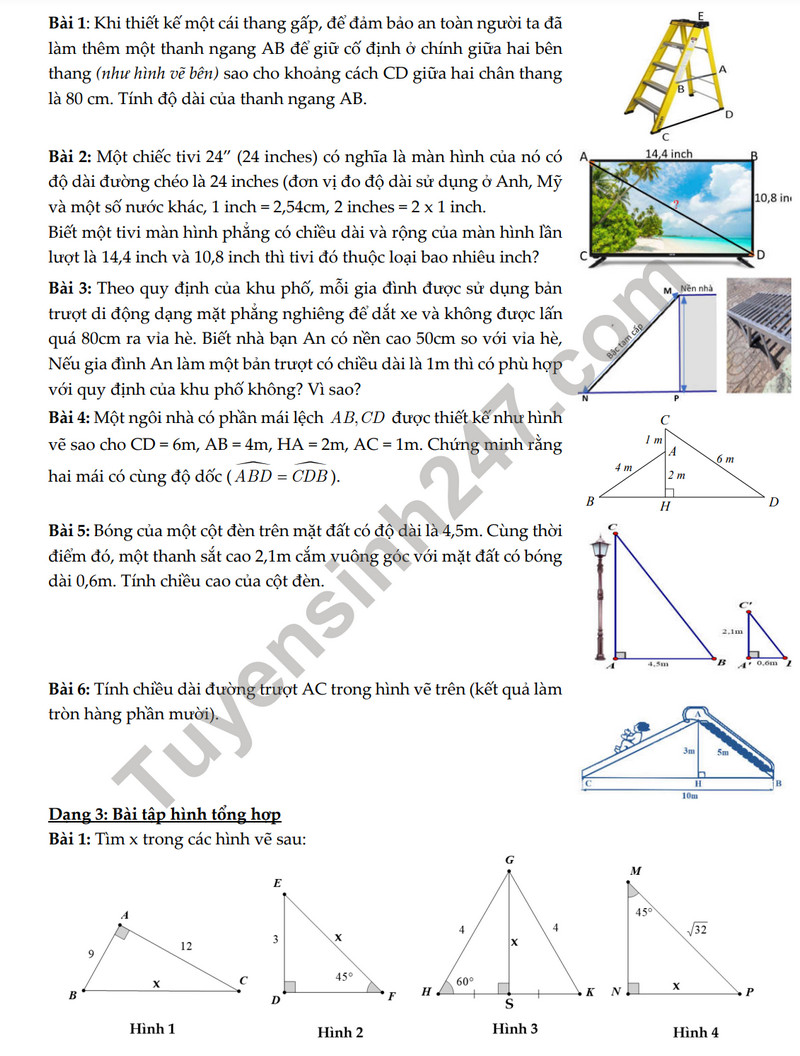 De cuong on tap giua ki 2 nam 2024 mon Toan lop 8 - THCS Yen Hoa