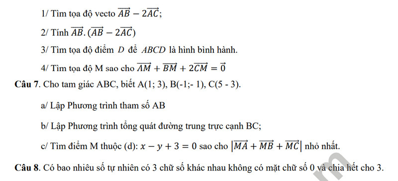 De cuong on tap giua ki 2 nam 2024 mon Toan lop 10 - THCS Bac Thang Long