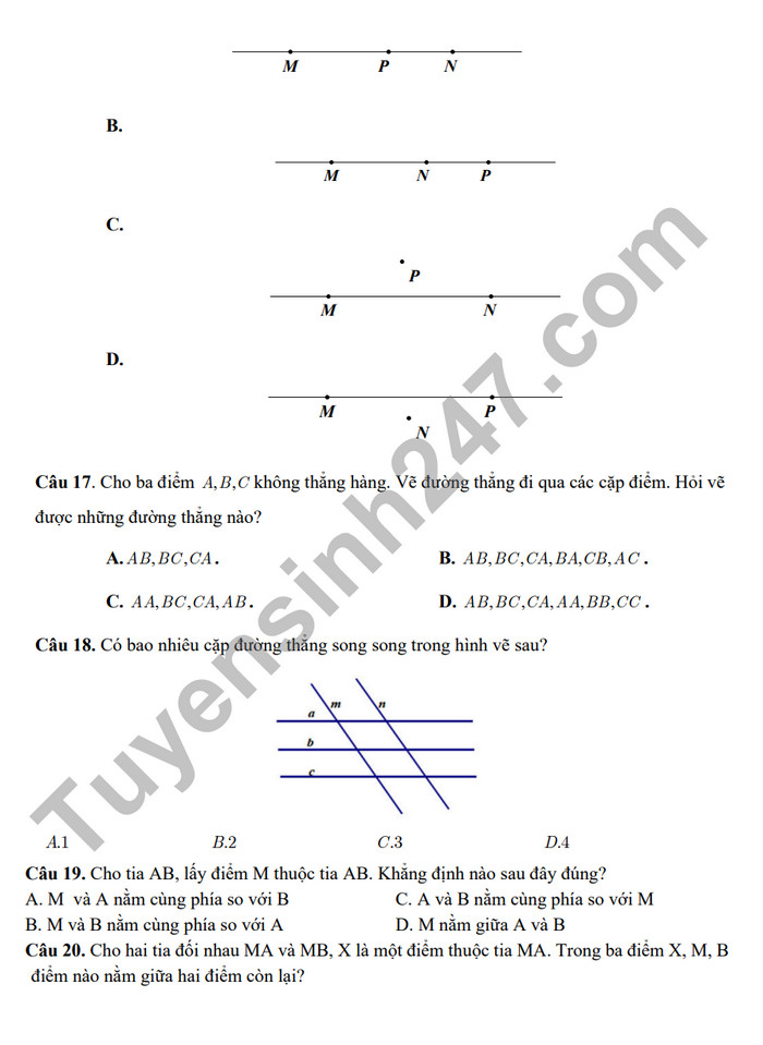 De cuong on tap giua ki 2 mon Toan lop 6 - THCS Nam Trung Yen 2024