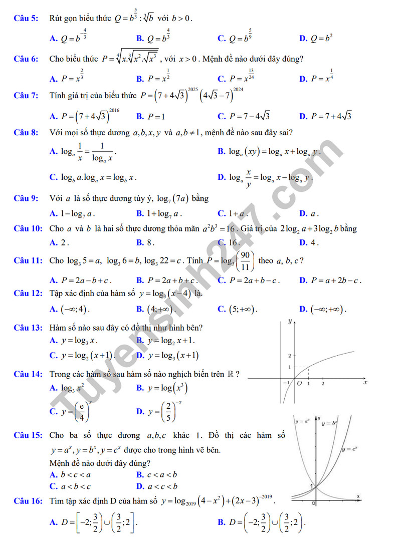 De cuong on tap giua ki 2 mon Toan lop 11 nam 2024 - THPT Viet Duc