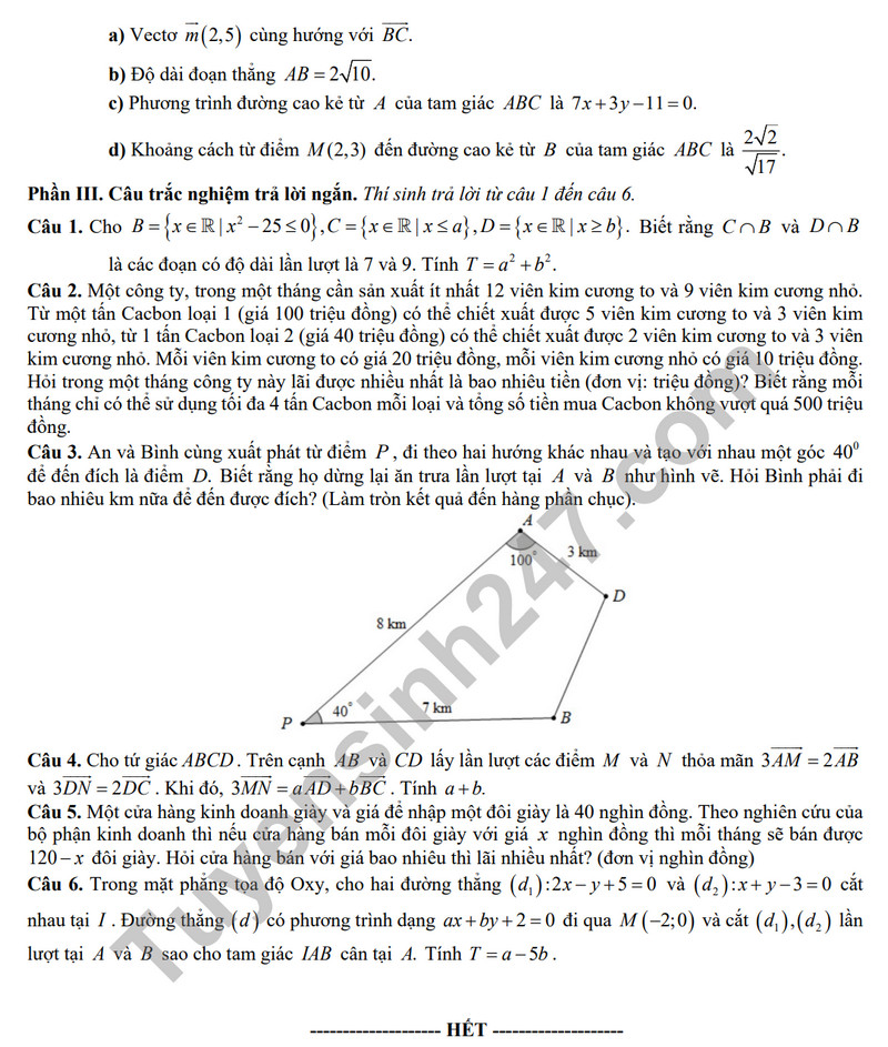 De khao sat chat luong lan 2 mon Toan lop 10 - THPT chuyen Hung Vuong (Co dap an)