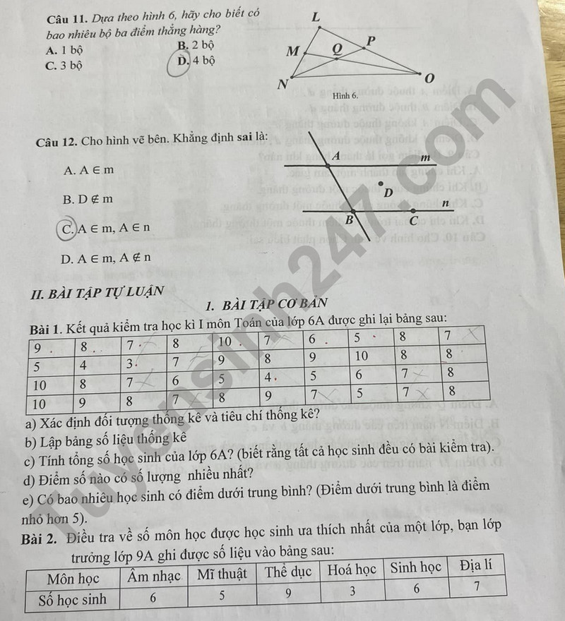 De cuong on tap giua ki 2 mon Toan lop 6 - THCS Khuong Thuong 2024