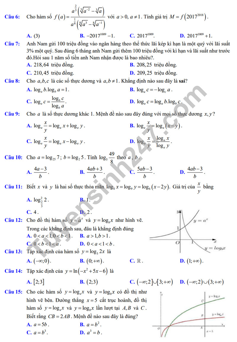 De cuong on tap giua ki 2 mon Toan lop 11 nam 2024 - THPT Viet Duc