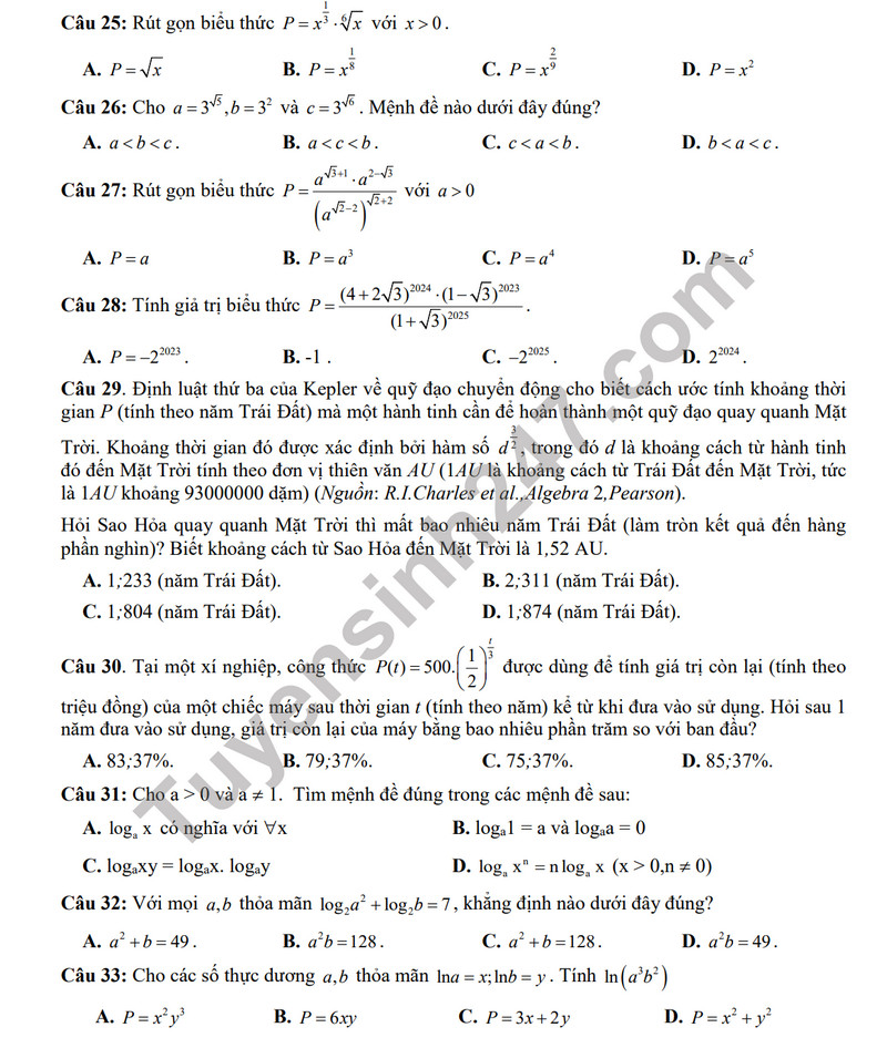De thi giua ki 2 mon Toan lop 11 - THPT An Khanh 2024 (De on)