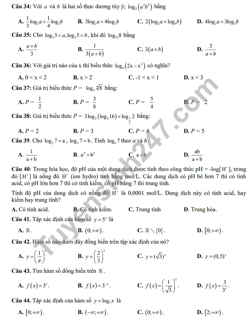 De thi giua ki 2 mon Toan lop 11 - THPT An Khanh 2024 (De on)