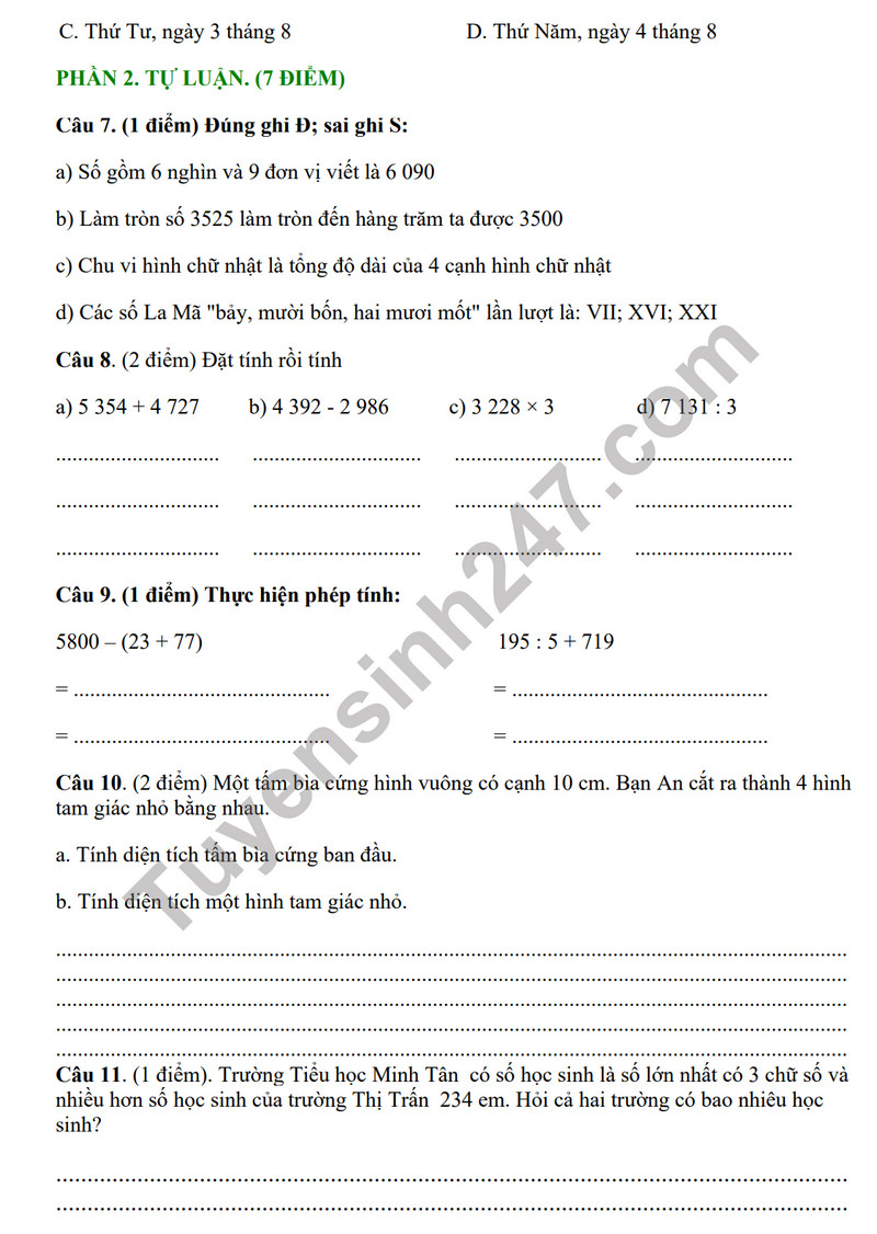 De thi giua ki 2 mon Toan lop 3 - TH Minh Tan 2023 (Co dap an)