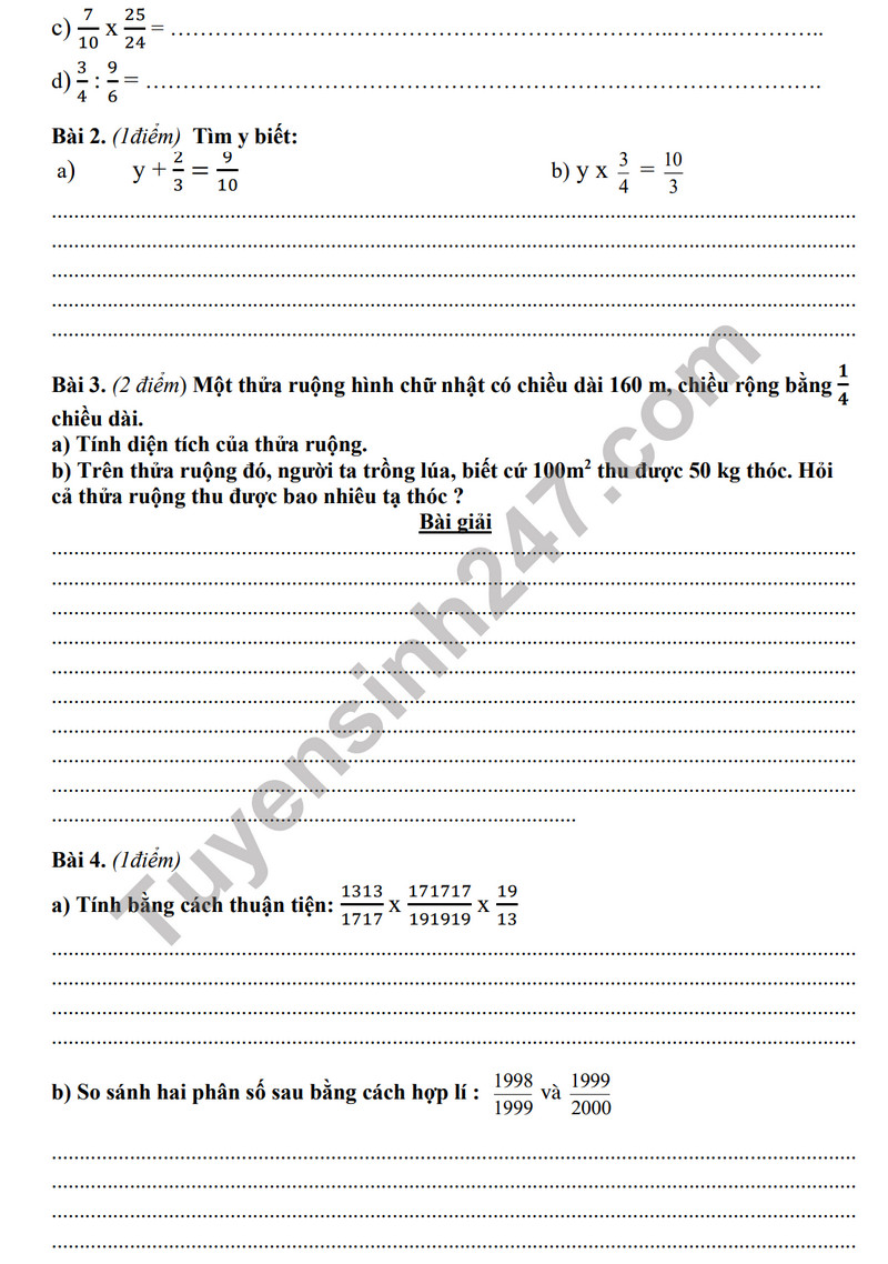 De thi giua ki 2 mon Toan lop 4 - TH Phuc Loi 2023