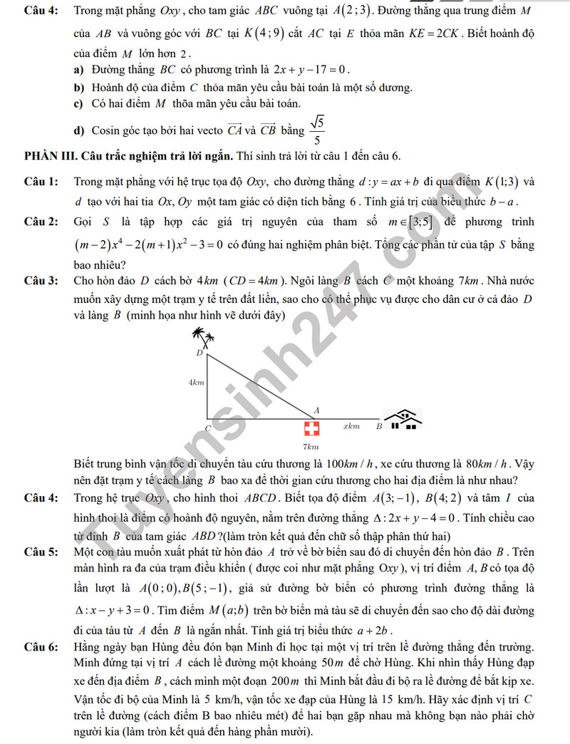 De kiem tra giua ki 2 mon Toan lop 10 nam 2024 - Sach Chan troi sang tao (Co dap an)