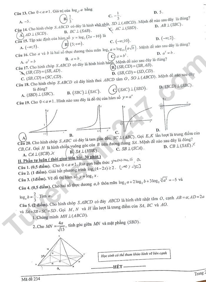 De thi giua ki 2 mon Toan lop 11 - THPT Phan Dinh Phung 2024