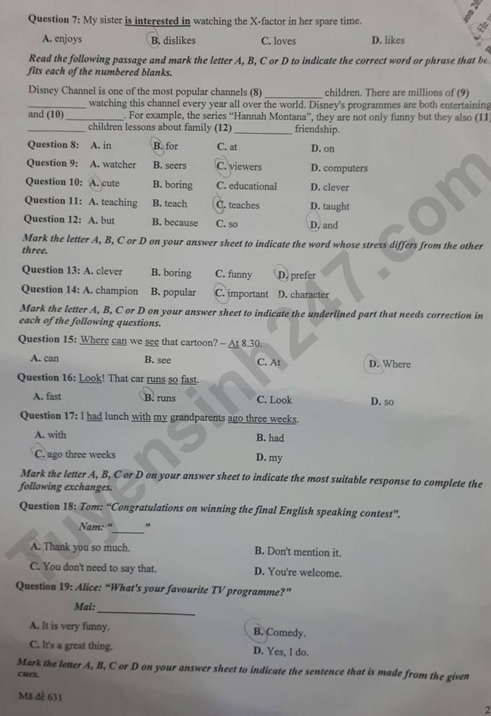 De thi giua ki 2 mon Anh lop 6 - THCS Xuan La 2024