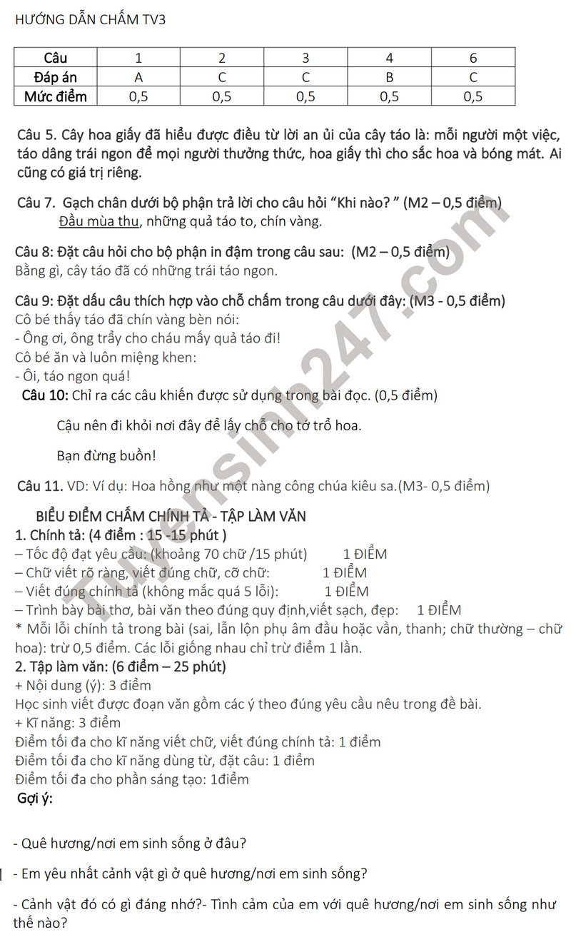 De thi giua ki 2 mon Tieng Viet lop 3 nam 2023 - TH Minh Tan (Co dap an)