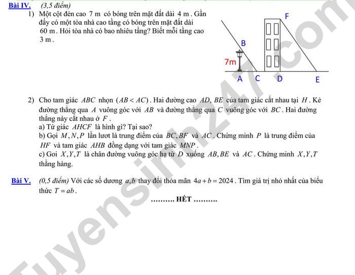 De thi giua ki 2 lop 8 mon Toan - THCS Cau Giay 2024