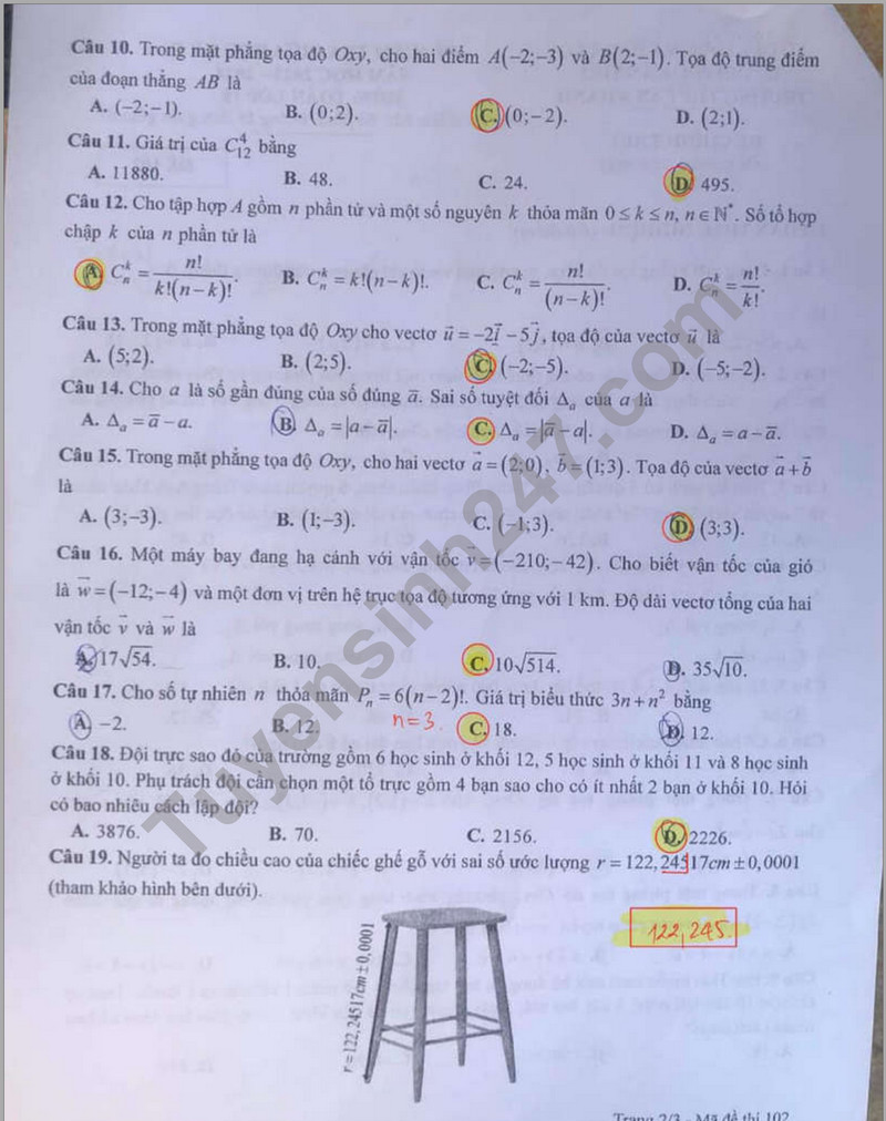De thi giua ki 2 mon Toan lop 10 - THPT An Khanh 2024