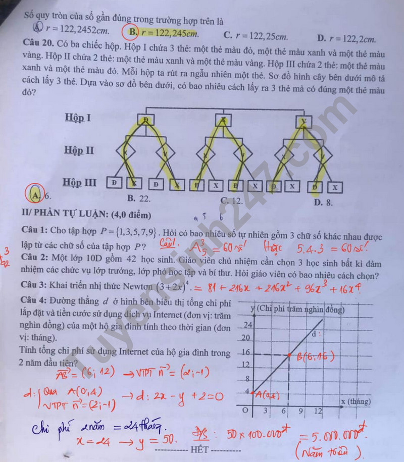 De thi giua ki 2 mon Toan lop 10 - THPT An Khanh 2024
