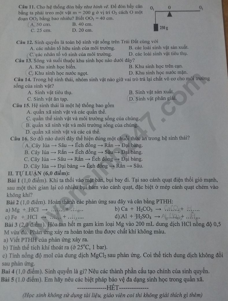De thi giua ki 2 mon KHTN lop 8 nam 2024 - THCS Dong Hoa (Co dap an)