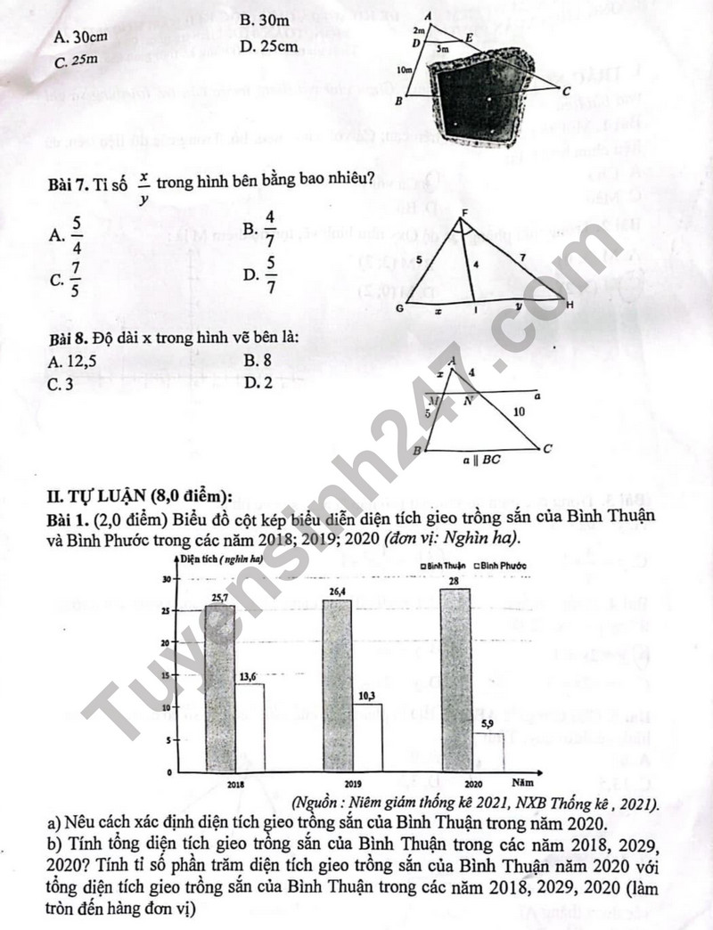 De thi giua ki 2 mon Toan lop 8 - THCS Xuan Phuong 2024