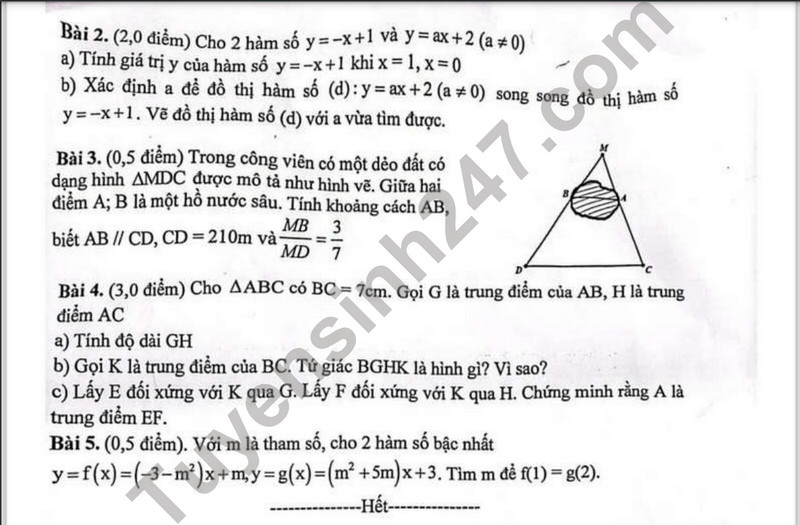 De thi giua ki 2 mon Toan lop 8 - THCS Xuan Phuong 2024