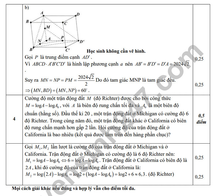 De giua ki 2 mon Toan lop 11 nam 2024 - THPT Trung Vuong (Co dap an)