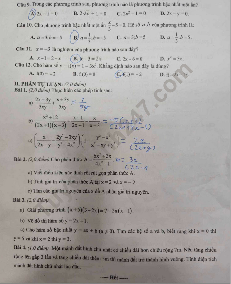 De thi giua ki 2 lop 8 mon Toan 2024 - THCS Trung Vuong
