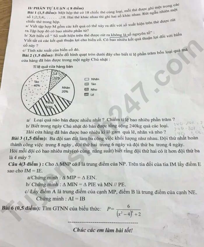 De thi giua ki 2 mon Toan lop 7 - THCS Son Tay 2024
