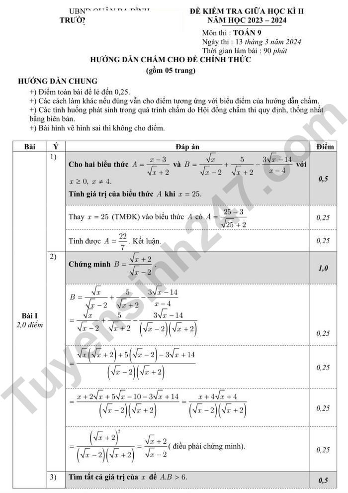 De thi giua ki 2 mon Toan lop 9 nam 2024 - THCS Giang Vo (Co dap an)