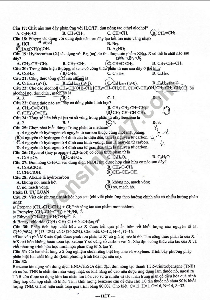 De thi giua ki 2 mon Hoa lop 11 - THPT Phuoc Thien 2024