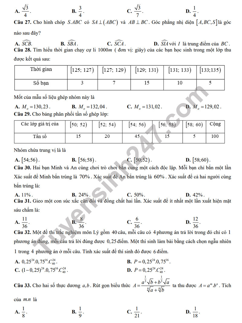 De giua ki 2 mon Toan 11 nam 2024 - THPT Muong Khuong (Co dap an)