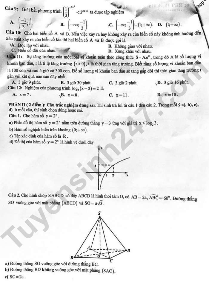 De thi giua ki 2 mon Toan lop 11 - THPT Thach Ban 2024